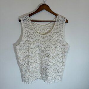 Vintage Lacy Camisole Cream Lace Babydoll Y2K 90s Cottagecore Coquette Sz 2XL